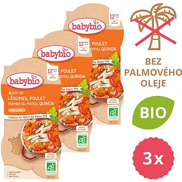 BABYBIO Zelenina s kuraťom a quinoa 3× (2× 200 g) - Príkrm