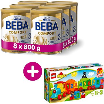 BEBA COMFORT 3 HM-O (8× 800 g) + Lego Duplo Vláčik s číslami - Dojčenské mlieko