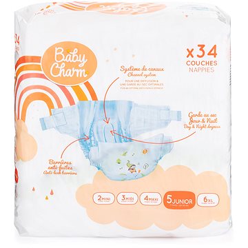 BABY CHARM Super Dry Flex veľ. 5 Junior, 11 – 16 kg (34 ks)