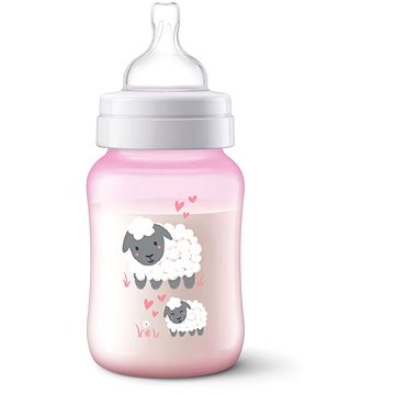 Philips AVENT Fľaša Anti-colic 260 ml – ružová ovečka - Dojčenská fľaša