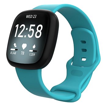 BStrap Silicone na Fitbit Versa 3 teal, veľkosť L