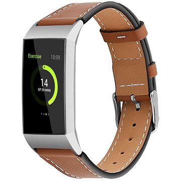 BStrap Leather Italy na Fitbit Charge 3/4 coffee, veľkosť L