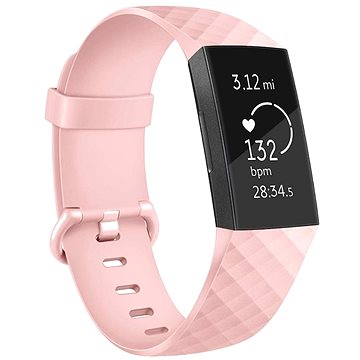 BStrap Silicone Diamond na Fitbit Charge 3/4 sand pink, veľkosť S