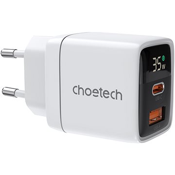 ChoeTech PD35W GAN Dual A+C ports Display wall charger-white