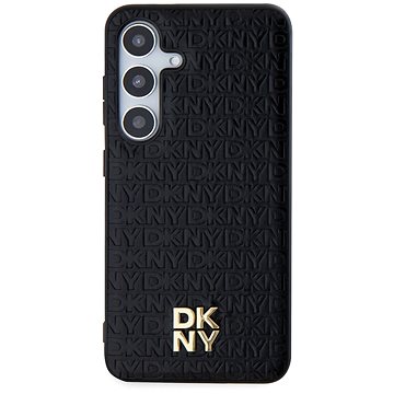 DKNY PU Leather Repeat Pattern Stack Logo Magsafe Zadný Kryt pre Samsung Galaxy S24+ Black