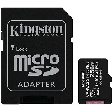 Kingston Canvas Select Plus micro SDXC 256GB Class 10 UHS-I + SD adaptér - Pamäťová karta
