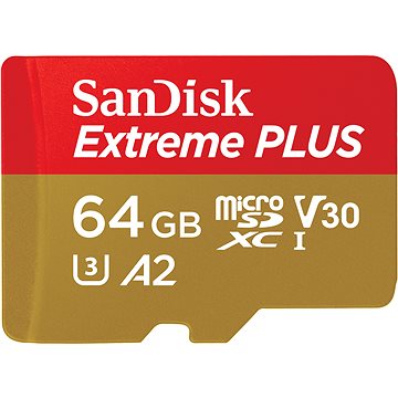 SanDisk microSDXC 64GB Extreme PLUS + Rescue PRO Deluxe + SD adaptér