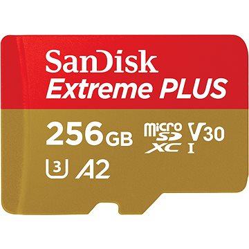 SanDisk microSDXC 256GB Extreme PLUS + Rescue PRO Deluxe + SD adaptér