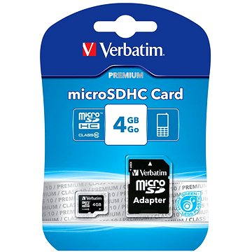 Verbatim MicroSDHC 4 GB Class 10 + SD adaptér