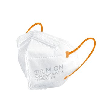 NANO M.ON – NANO LIGHT MASK JUNIORSKÁ EDÍCIA, nano rúško v tvare respirátora (10 ks) biela + svietivo oranžová