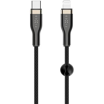 FIXED Cable USB-C/Lightning a podporou PD 1.2 m certifikácia MFi opletený čierny