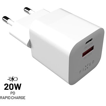 FIXED PD Rapid Charge Mini s USB-C a USB výstupom podpora PD a QC 3.0 20 W biela