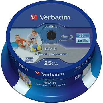 VERBATIM BD-R SL DataLife 25 GB, 6×, printable, spindle 25 ks