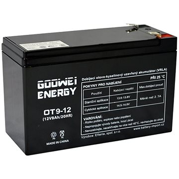 GOOWEI ENERGY Bezúdržbový olovený akumulátor OT9-12, 12 V, 9 Ah