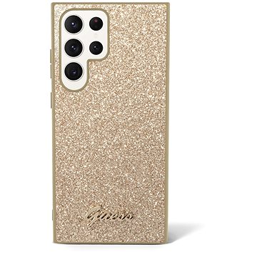 Guess PC/TPU Glitter Flakes Metal Logo Zadný Kryt na Samsung Galaxy S24 Ultra Gold