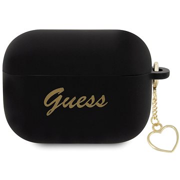 Guess 4G Charms Heart Silikónové Puzdro na Airpods Pro 2 Black