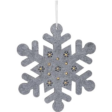 H & L Snehová vločka LED Hangdeco, 35 cm, filc, strieborná