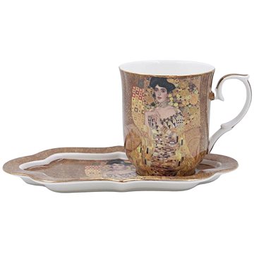 Home Elements porcelánový hrnček 360 ml, s podtáckou, Klimt, Adele