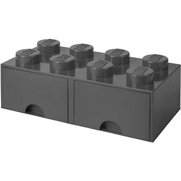 LEGO úložný box 8 so zásuvkami – tmavo sivý