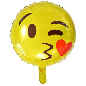 Balón fóliový smajlík – smile – kiss – bozk – 45 cm