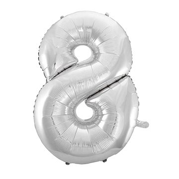 Balón fóliový číslica strieborná – silver 102 cm – 8