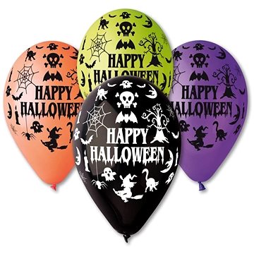 Balóniky pastelové Happy Halloween – mix farieb – 30 cm (5 ks)