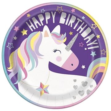 Talíře jednorožec – unicorn – happy birthday – narodeniny – 8 ks – 22 cm