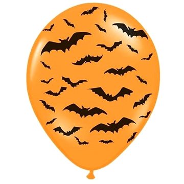 Latexové balóniky oranžové – netopiere 30 cm halloween 6 ks