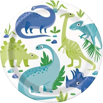 Papierové taniere dinosaurus – zelenomodré – 8 ks