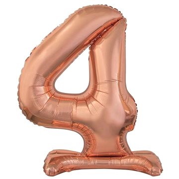 Balón fóliový číslica ružovo zlatá/rose gold na podstavci, 74 cm – 4