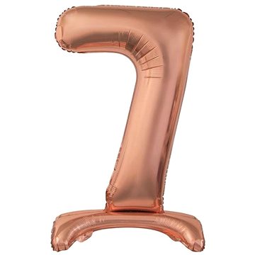 Balón fóliový číslica ružovo zlatá/rose gold na podstavci, 74 cm – 7