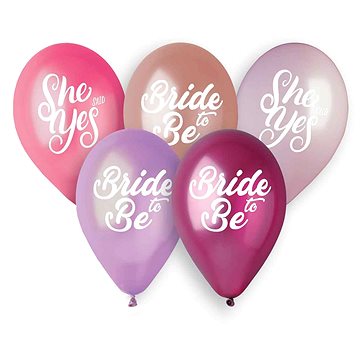 Balóniky latexové 33 cm – „bride to be“ – „she said yes“ – rozlúčka so slobodou – 5 ks