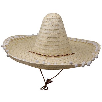 Slamený klobúk sombrero s brmbolcami – Mexiko 50 cm