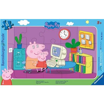 Ravensburger puzzle 061235 Prasiatko Peppa: Pred počítačom 15 dielikov