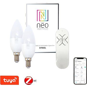 Immax Neo LED E14/230 V C37 5W 2 ks + ovládač - LED žiarovka