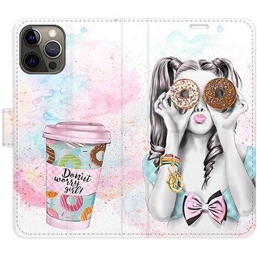 iSaprio flip puzdro Donut Worry Girl pre iPhone 12/12 Pro