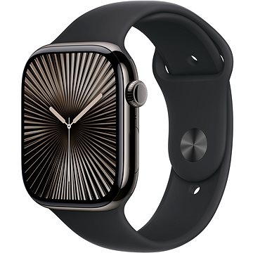 Apple Watch Series 10 42 mm Cellular Bridlicovo sivý titán s čiernym športovým remienkom – M/L