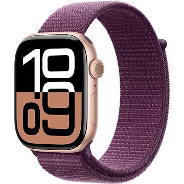 Apple Watch Series 10 42 mm Cellular Ružovo zlatý hliník so slivkovým prevliekacím remienkom