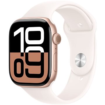 Apple Watch Series 10 42 mm Ružovo zlatý hliník so svetlo rumenným športovým remienkom – S/M