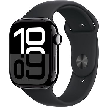 Apple Watch Series 10 46 mm Cellular Klavírne čierny hliník s čiernym športovým remienkom – M/L