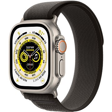 Apple Watch Ultra 49 mm titánové puzdro s čierno-sivým trailovým ťahom – S/M