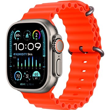 Apple Watch Ultra 2  49 mm titánové puzdro s oranžovým oceánskym remienkom