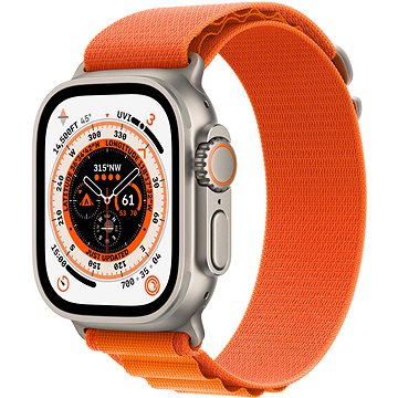 Apple Watch Ultra 49 mm titánové puzdro s oranžovým alpským ťahom – Large