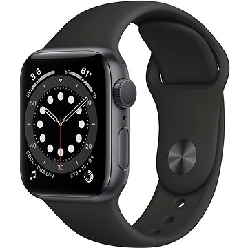 Apple Watch Series 6 40 mm Vesmírne sivý hliník s čiernym športovým remienkom - Smart hodinky