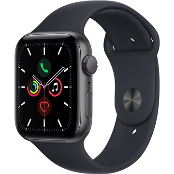 Apple Watch SE 44 mm Vesmírne sivý hliník s tmavo atramentovým športovým remienkom - Smart hodinky
