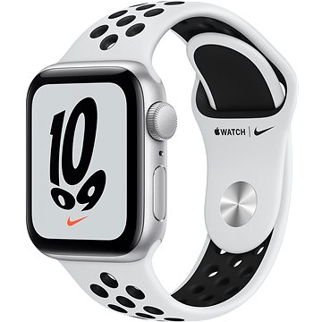 Apple Watch Nike SE 40 mm Strieborný hliník s platinovým/čiernym športovým remienkom Nike - Smart hodinky