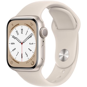 Apple Watch Series 8 41 mm Hviezdne biely hliník s hviezdne bielym športovým remienkom