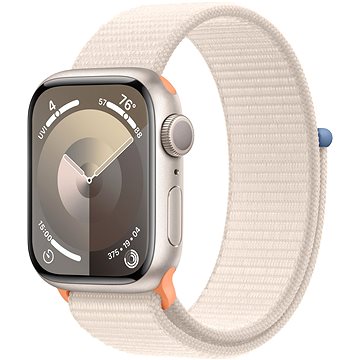 Apple Watch Series 9 41 mm Hviezdno biely hliník s hviezdno bielym prevliekacím športovým remienkom