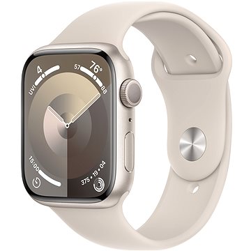 Apple Watch Series 9 45 mm Hviezdno biely hliník s hviezdno bielym športovým remienkom – M/L