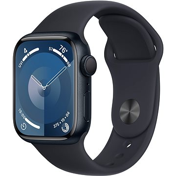 Apple Watch Series 9 41 mm Tmavo atramentový hliník s tmavo atramentovým športovým remienkom – S/M